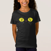 Halloween Kat Gezicht Gele Ogen Whiskers T-shirt (Voorkant)