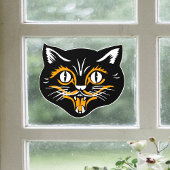  Halloween Kat Gezicht Zwart Sinaasappel Wit Raamsticker