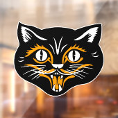 Halloween Kat Gezicht Zwart Sinaasappel Wit Raamsticker (Vel 2)