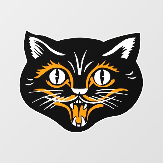 Halloween Kat Gezicht Zwart Sinaasappel Wit Raamsticker (Vel)