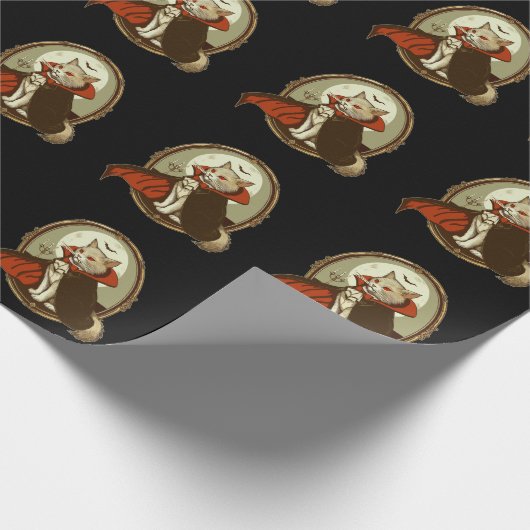 Halloween Kat, Graaf Catula Cadeaupapier (Hoek)