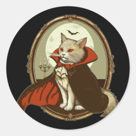 Halloween Kat, Graaf Catula Ronde Sticker