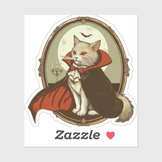 Halloween Kat, Graaf Catula Sticker (Vel)