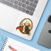 Halloween Kat, Graaf Catula Sticker (Laptop met iPhone)