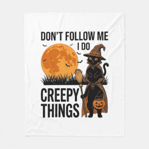 Halloween Kat Griezelige Dingen Grappige Heks_1 Fleece Deken