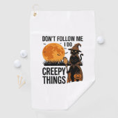 Halloween Kat Griezelige Dingen Grappige Heks_1 Golfhanddoek (Insitu)
