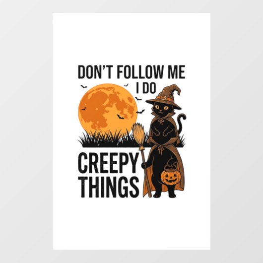 Halloween Kat Griezelige Dingen Grappige Heks_1 Raamsticker (Vel)
