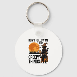 Halloween Kat Griezelige Dingen Grappige Heks_1 Sleutelhanger