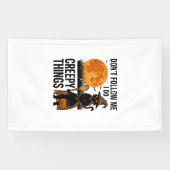 Halloween Kat Griezelige Dingen Grappige Heks_1 Spandoek (Horizontaal)