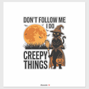 Halloween Kat Griezelige Dingen Grappige Heks_1 Sticker