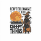 Halloween Kat Griezelige Dingen Grappige Heks_1 Sticker (Voorkant)