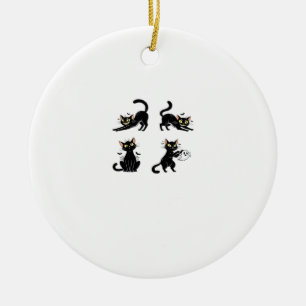 Halloween Kat  Griezelige en stijlvolle katachtige Keramisch Ornament