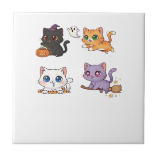 Halloween Kat  Griezelige en stijlvolle katachtige Tegeltje