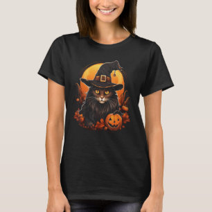 Halloween Kat Heks Kostuum Pompoen Maan Grappige K T-shirt