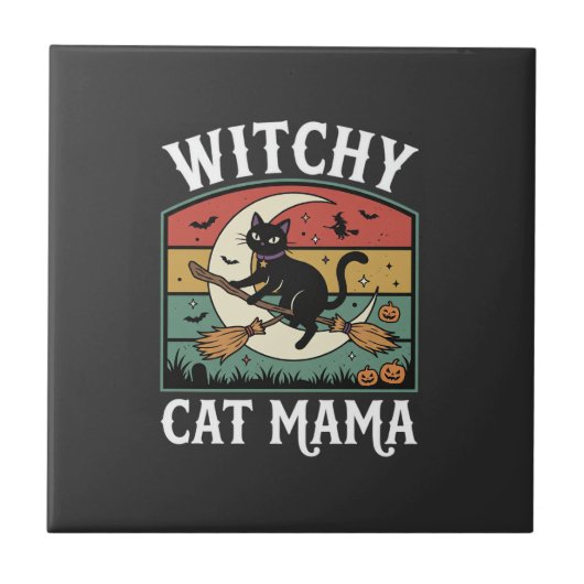 Halloween Kat Heks Mama Tegeltje (Voorkant)
