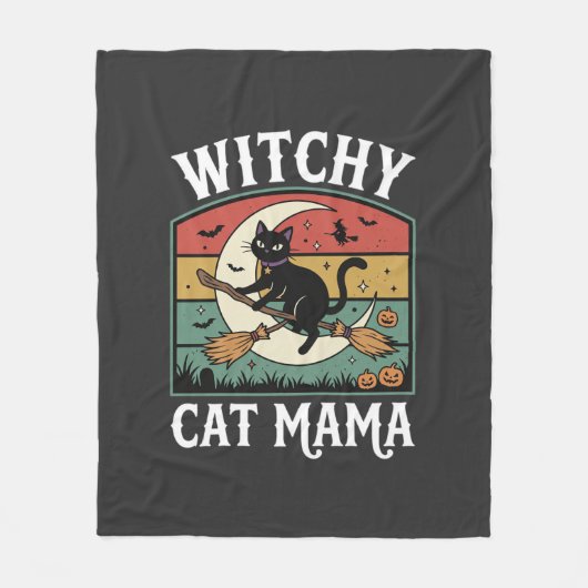 Halloween Kat Heks Moeder Fleece Deken (Voorkant)