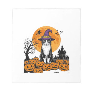 Halloween Kat Heks Pompoen Vintage Griezelen_1 Notitieblok