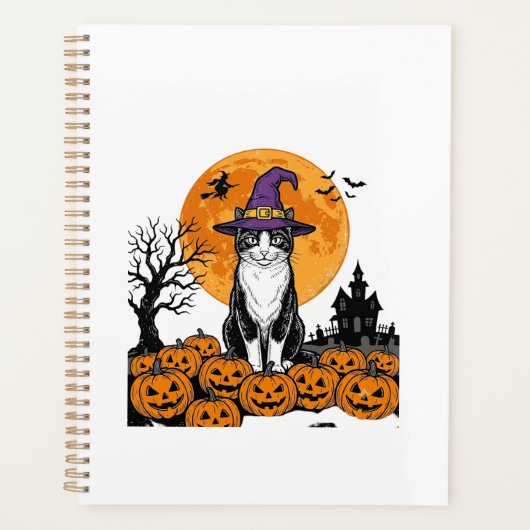 Halloween Kat Heks Pompoen Vintage Griezelen_1 Planner (Voorkant)