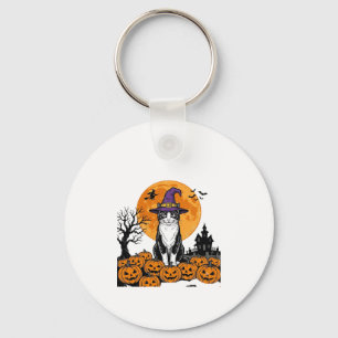 Halloween Kat Heks Pompoen Vintage Griezelen_1 Sleutelhanger