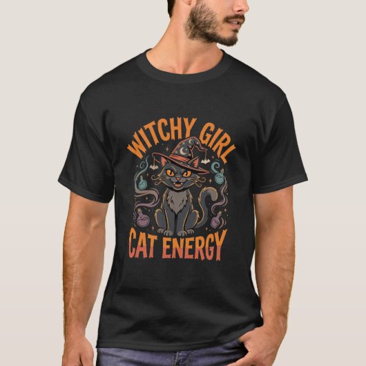 Halloween Kat Heksen Sfeer T-shirt (Voorkant)