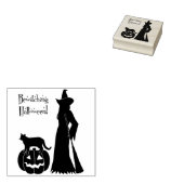 halloween kat heksenstempel rubberstempel (Gestempeld)