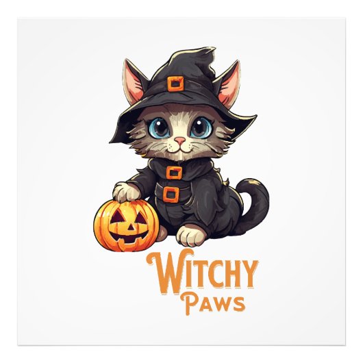 Halloween Kat Hekserige Pootjes Foto Afdruk (Voorkant)
