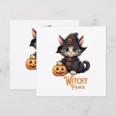 Halloween Kat Hekserige Pootjes Kaart (Voorkant / Achterkant)