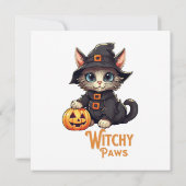 Halloween Kat Hekserige Pootjes Kaart (Achterkant)