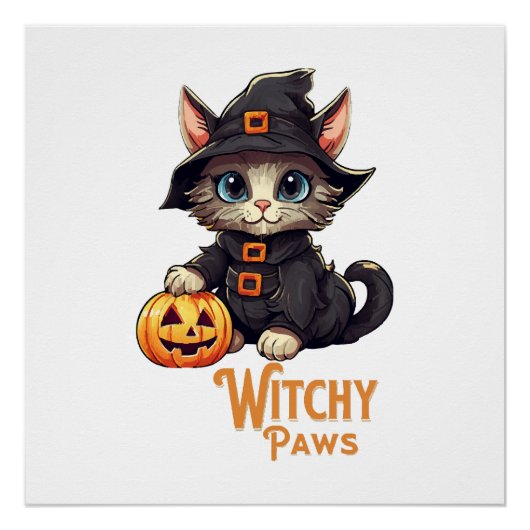Halloween Kat Hekserige Pootjes Perfect Poster (Voorkant)