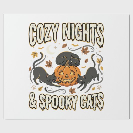 Halloween Kat Herfst Magie Cadeaupapier (Vlak)