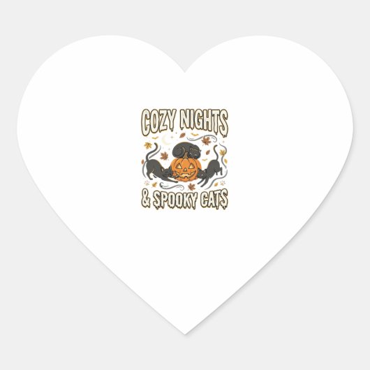 Halloween Kat Herfst Magie Hart Sticker (Voorkant)