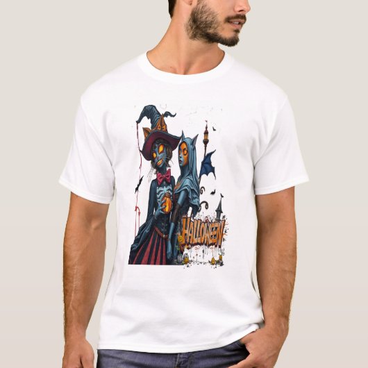 halloween kat horror graffiti t-shirt (Voorkant)