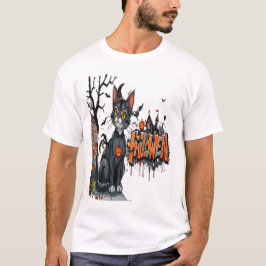 halloween kat horror kunst graffiti t-shirt