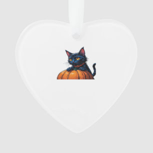 Halloween Kat in Betoverde Pompoenveld Klassieke T Ornament