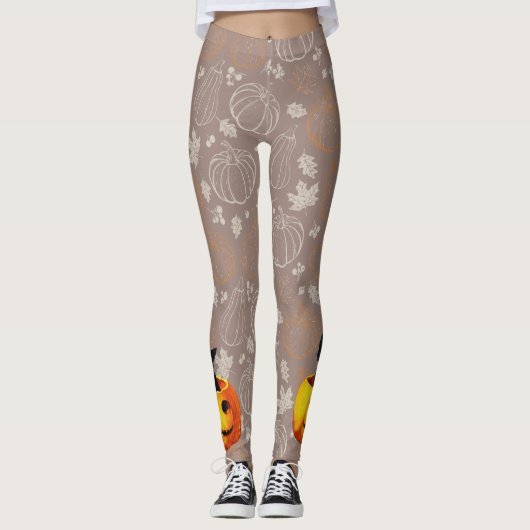 Halloween kat in de pompoen leggings (Voorkant)