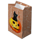Halloween kat in de pompoen medium cadeauzakje (Voorkant Gekanteld)