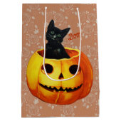 Halloween kat in de pompoen medium cadeauzakje (Achterkant)