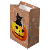 Halloween kat in de pompoen medium cadeauzakje (Achterkant Gekanteld)