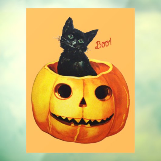 Halloween kat in de pompoen raamsticker (Vel 3)