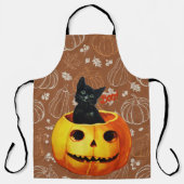 Halloween kat in de pompoen schort (Voorkant)