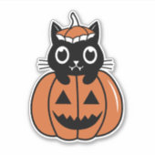 Halloween kat in de pompoen sticker (Voorkant)