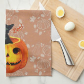 Halloween kat in de pompoen theedoek (Quarter Fold)