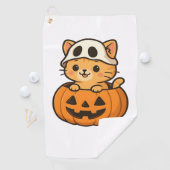 Halloween Kat in een pompoen Classic T-Shirt Golfhanddoek (Insitu)