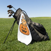 Halloween Kat in een pompoen Classic T-Shirt Golfhanddoek (Groen)