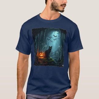 Halloween kat in een spookachtige grot! t-shirt