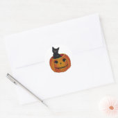  halloween kat in pompoen ronde sticker (Envelop)