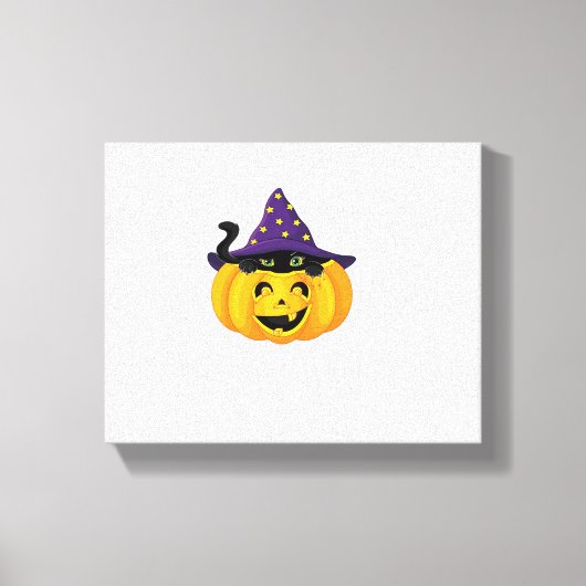 Halloween kat in pompoen - Schattigee zwarte kitte Canvas Afdruk (Voorkant)