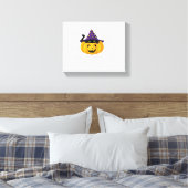 Halloween kat in pompoen - Schattigee zwarte kitte Canvas Afdruk (Insitu (Slaapkamer))