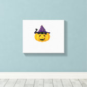 Halloween kat in pompoen - Schattigee zwarte kitte Canvas Afdruk (Insitu (Houten vloer))