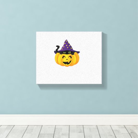 Halloween kat in pompoen - Schattigee zwarte kitte Canvas Afdruk (Insitu (Houten vloer))